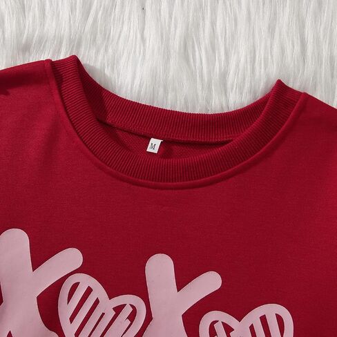 KEKEMI Women Valentine's Day Sweatshirt Retro XOXO Graphic Sweater Simple Heart Printed Shirt Casual Long Sleeve Pullover Top in Saudi Arabia