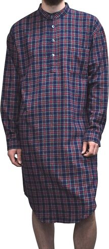 Lee Valley Men's Genuine Irish Cotton Flannel Nightshirt (LV28 Purple Navy Tartan,Medium) in Kuwait