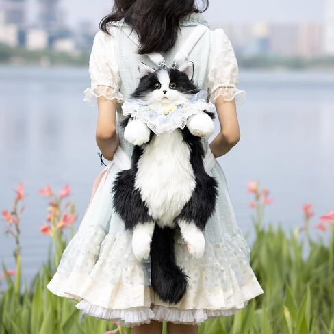 Chongker Stuffed Realistic Cat Plush Backpack - Animal Purse for Kids Cute and Soft Stuffed Animal Backpack with Adjustable Straps in Kuwait