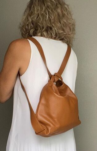 LaGaksta Bria Convertible Leather Backpack Purse - Casual Travel Shoulder Bag (Cognac Tan) in Kuwait