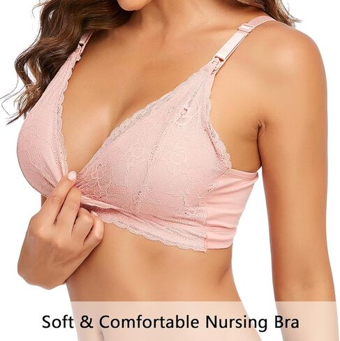 حمالات صدر للرضاعة من CuteStreet، حمالة صدر لاسلكية مبطنة من الدانتيل للرضاعة الطبيعية، حمالة صدر للأمهات ذات شكل طبيعي in Kuwait