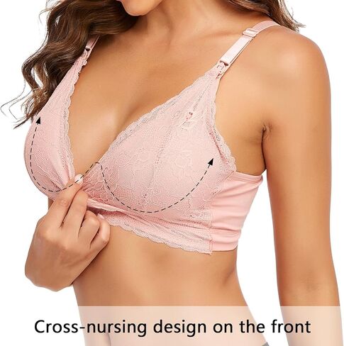حمالات صدر للرضاعة من CuteStreet، حمالة صدر لاسلكية مبطنة من الدانتيل للرضاعة الطبيعية، حمالة صدر للأمهات ذات شكل طبيعي in Kuwait