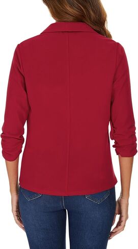 سترة نسائية من MINTILIMIT بأكمام مكشكشة 3/4 وطية صدر شال مفتوحة من الأمام سترات مكتب عمل غير رسمية سترة خفيفة الوزن مع جيوب in Kuwait