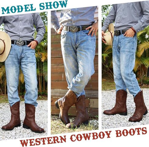 J's.o.l.e Cowboy Boots for Men Square Toe Classic Embroidered Western Boot Wide Calf in Saudi Arabia