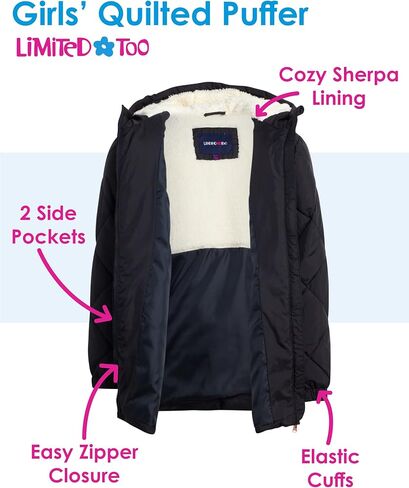 سترة شتوية محدودة للغاية للفتيات - معطف سترة منتفخ مبطن بصوف الشيربا مقاوم للماء (7-16) in Kuwait
