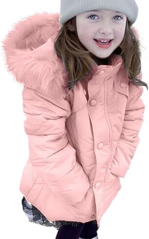 Miss Bei Girls' Puffer Down Coat Winter Jacket Parka Down Coat Overcoat with Fur Hood pure pink 160CM in Kuwait