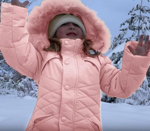 Miss Bei Girls' Puffer Down Coat Winter Jacket Parka Down Coat Overcoat with Fur Hood pure pink 160CM in Kuwait
