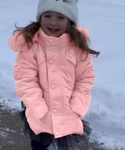 Miss Bei Girls' Puffer Down Coat Winter Jacket Parka Down Coat Overcoat with Fur Hood pure pink 160CM in Kuwait