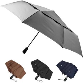 Stonehenge Large Windproof Travel Umbrella - 54 Inch Double Vented Canopy w/Auto Open and Close Button - Big Enough To Fit In 2 Adults in Kuwait