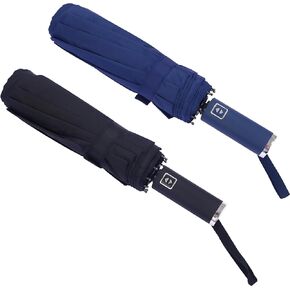Bluinzi 2-Pack Double 10-Rib Portable Travel Umbrella - Windproof Strong Compact Auto Open & Close Umbrella for Rain Sun and Wind - Folding Small Umbrella for On-the-Go Car Backpack Pocket or Handbag in Kuwait