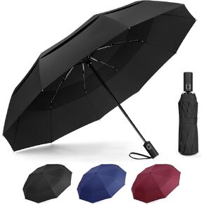 UNDERTREE Travel Umbrella Windproof, 10-Ribs Wind Resistant Compact Umbrella Double Vented Canopy, Portable Automatic Umbrellas for Rain Anti-Rebound, Folding Umbrella for Men, Women, Car Umbrella in Saudi Arabia