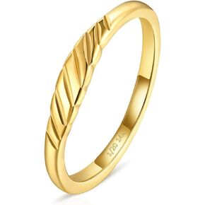 NOKMIT 1.5mm 14K Gold Filled Slim Signet Rings Thin Pinky Rings for Women Girls Dainty Cute Croissant Rings Gold Stacking Stackable Arc Plain Band Comfort Fit Size 4 to 10