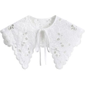 YEKEYI Detachable False Collar Embroidery Neck Ruff Mini Cape Dickey Collar for Women Girls
