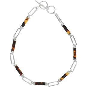 LAUREN Ralph Lauren Barrel Link Collar Necklace Silver/Tortoise One Size in Saudi Arabia
