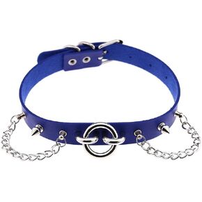 FM FM42 Multicolor 0.75" Width PU Simulated Leather Rivets O Ring Chains Neckband Choker Necklace in Saudi Arabia