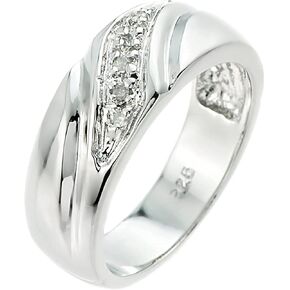 .925 Sterling Silver 5 Diamond Accented Men's Wedding Band (J-K Color, I1-I2 Clarity) - Size 13 in Saudi Arabia