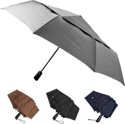 Stonehenge Large Windproof Travel Umbrella - 54 Inch Double Vented Canopy w/Auto Open and Close Button - Big Enough To Fit In 2 Adults in Kuwait