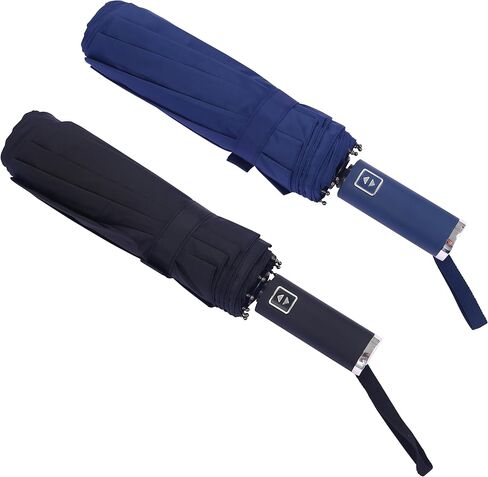Bluinzi 2-Pack Double 10-Rib Portable Travel Umbrella - Windproof Strong Compact Auto Open & Close Umbrella for Rain Sun and Wind - Folding Small Umbrella for On-the-Go Car Backpack Pocket or Handbag in Kuwait