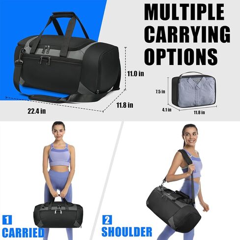 Gym Bag for Men Women, Sports Travel Duffel Bag with Shoes Compartment & Wet Pocket, Carry On Bag Weekender Overnight Crossbody Bag, Waterproof Gym Tote Bags - MIYCOO in Kuwait