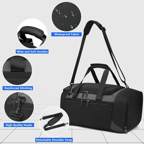 Gym Bag for Men Women, Sports Travel Duffel Bag with Shoes Compartment & Wet Pocket, Carry On Bag Weekender Overnight Crossbody Bag, Waterproof Gym Tote Bags - MIYCOO in Kuwait