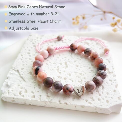 JERYAQTQ هدايا عيد ميلاد سعيد للفتيات من عمر 3-21 عامًا، سوار ساحر على شكل قلب من الحجر الطبيعي هدايا عيد ميلاد جميلة للفتيات المراهقات/الابنة/الحفيدة/ابنة الأخت in Kuwait