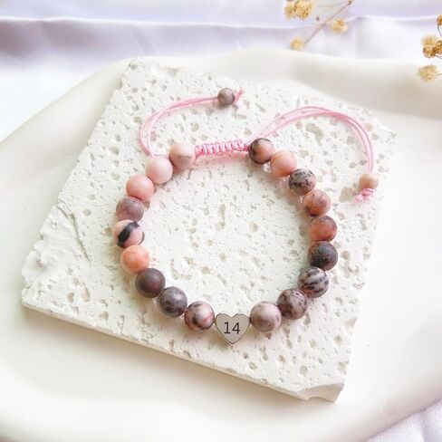 JERYAQTQ هدايا عيد ميلاد سعيد للفتيات من عمر 3-21 عامًا، سوار ساحر على شكل قلب من الحجر الطبيعي هدايا عيد ميلاد جميلة للفتيات المراهقات/الابنة/الحفيدة/ابنة الأخت in Kuwait