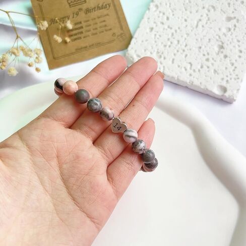 JERYAQTQ هدايا عيد ميلاد سعيد للفتيات من عمر 3-21 عامًا، سوار ساحر على شكل قلب من الحجر الطبيعي هدايا عيد ميلاد جميلة للفتيات المراهقات/الابنة/الحفيدة/ابنة الأخت in Kuwait