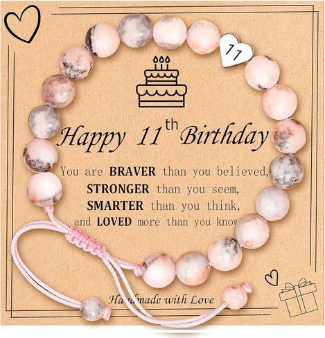 JERYAQTQ هدايا عيد ميلاد سعيد للفتيات من عمر 3-21 عامًا، سوار ساحر على شكل قلب من الحجر الطبيعي هدايا عيد ميلاد جميلة للفتيات المراهقات/الابنة/الحفيدة/ابنة الأخت in Kuwait