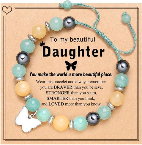 UNGENT THEM Girls Birthday Gifts-Butterfly Charm Natural Stone Bracelet for Daughter Granddaughter Niece Friends Big Sister in Saudi Arabia