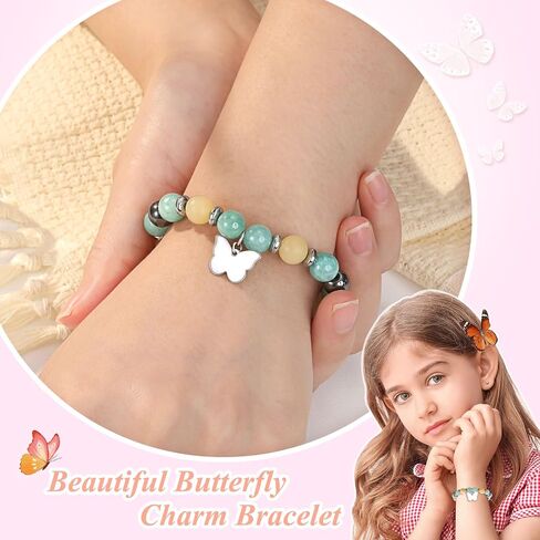 UNGENT THEM Girls Birthday Gifts-Butterfly Charm Natural Stone Bracelet for Daughter Granddaughter Niece Friends Big Sister in Saudi Arabia