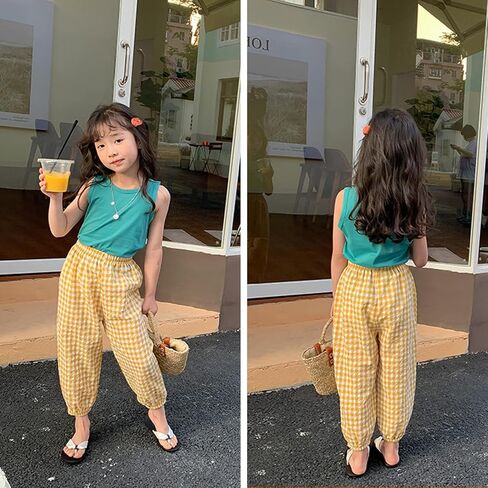 Toddler Girl Summer Pants Plaid Harem Kid Joggers Sweatpants 2-7 Years in Saudi Arabia