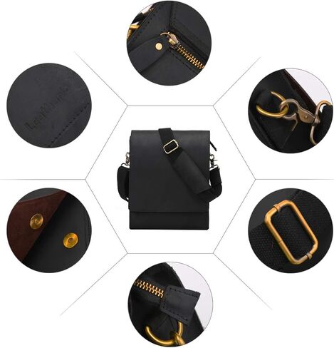 حقيبة كروس للرجال من Leathario حقيبة كتف من الجلد الطبيعي للرجال حقيبة صغيرة بتصميم ريترو للسفر والعمل in Kuwait