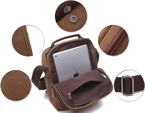 Sechunk Small Canvas Shoulder Bags Messenger Bag Travel Bag Business Bag Working Bag For Men Women in Kuwait