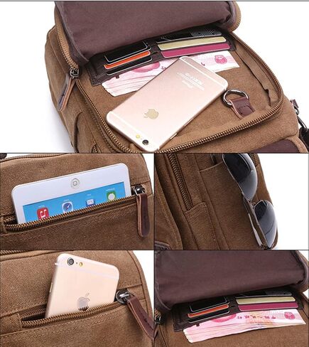 Sechunk Small Canvas Shoulder Bags Messenger Bag Travel Bag Business Bag Working Bag For Men Women in Kuwait