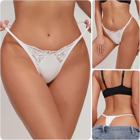 Lncozun Sexy Lace G-String Thongs for Women 4 Pack Panties Underwear Stretch T-back Tangas Low Rise Lingerie Bikini Briefs in Kuwait