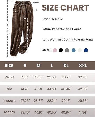 سراويل بيجامة نسائية من الصوف المرجاني من Faleave، سراويل طويلة مخملية دافئة ومريحة مع جيب in Kuwait