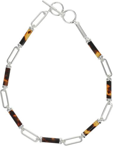 LAUREN Ralph Lauren Barrel Link Collar Necklace Silver/Tortoise One Size in Saudi Arabia