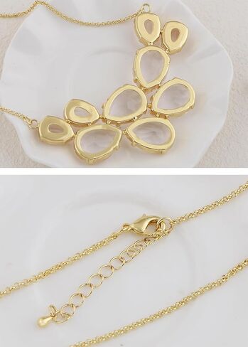 Alilang Rose Gold Champagne Tone Crystal Teardrop Cluster Chunky Statement Bib Pendant Necklace in Kuwait