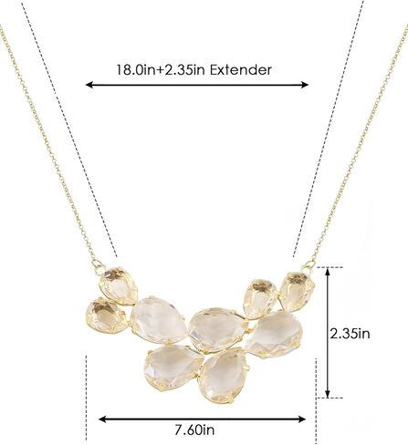 Alilang Rose Gold Champagne Tone Crystal Teardrop Cluster Chunky Statement Bib Pendant Necklace in Kuwait