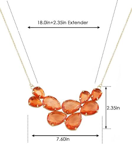 Alilang Rose Gold Champagne Tone Crystal Teardrop Cluster Chunky Statement Bib Pendant Necklace in Kuwait