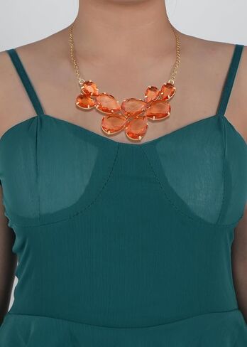 Alilang Rose Gold Champagne Tone Crystal Teardrop Cluster Chunky Statement Bib Pendant Necklace in Kuwait