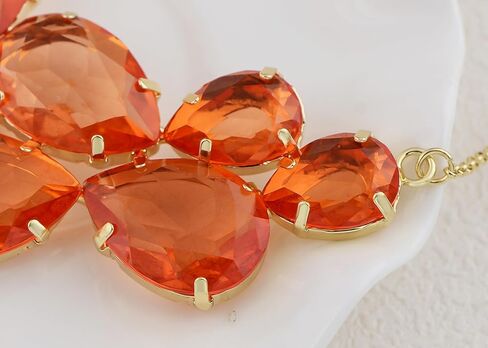 Alilang Rose Gold Champagne Tone Crystal Teardrop Cluster Chunky Statement Bib Pendant Necklace in Kuwait