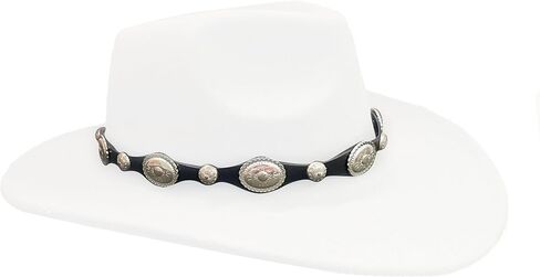 Western Hatband -Black Leather- Silver Conchos in Saudi Arabia