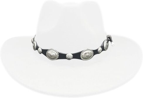 Western Hatband -Black Leather- Silver Conchos in Saudi Arabia
