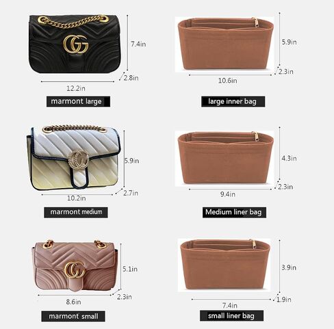 Lckaey Purse Organizer Insert Bag for marmont insert Matelasse Shoulder Single pack Organizer With zipper 2000Ablack-S in Saudi Arabia