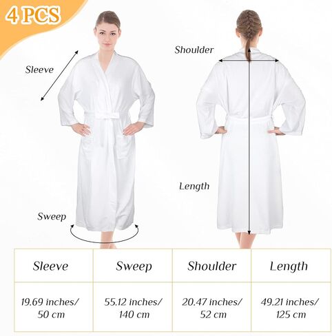 Newcotte 4 Pcs Women Bridesmaid White Bath Robe Sets Long Waffle Spa Bathrobes with Belt for Team Hotel Bachelorette Party in Saudi Arabia