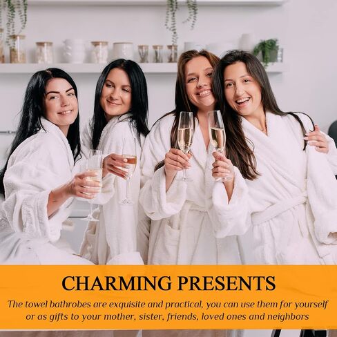 Newcotte 4 Pcs Women Bridesmaid White Bath Robe Sets Long Waffle Spa Bathrobes with Belt for Team Hotel Bachelorette Party in Saudi Arabia