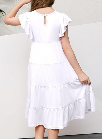 blibean Girl 2024 Summer Boho Sun Dress Ruffled Pockets Dresses Size 6-15 Years in Saudi Arabia