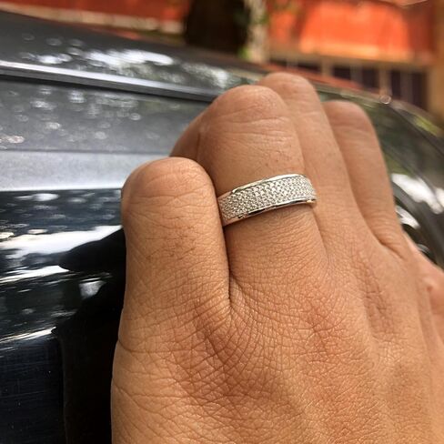 SAVEARTH DIAMONDS 1/3 Carat Round Cut Lab Created Moissanite Diamond Men's Wedding Band Ring In 14K Gold Plated 925 Sterling Silver Jewelry (G-H Color, VVS1 Clarity, 0.33 Cttw) in Saudi Arabia