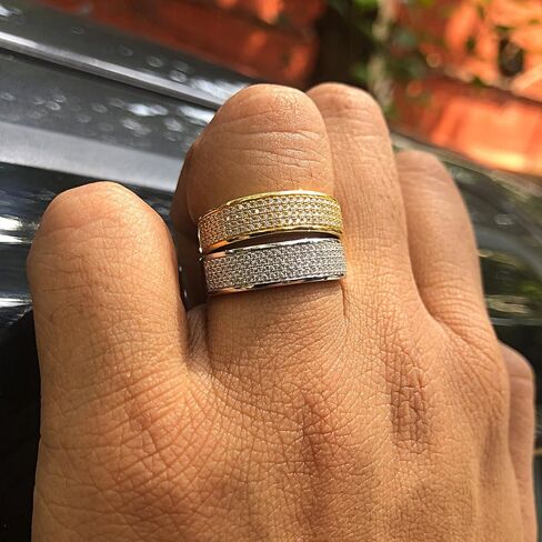 SAVEARTH DIAMONDS 1/3 Carat Round Cut Lab Created Moissanite Diamond Men's Wedding Band Ring In 14K Gold Plated 925 Sterling Silver Jewelry (G-H Color, VVS1 Clarity, 0.33 Cttw) in Saudi Arabia